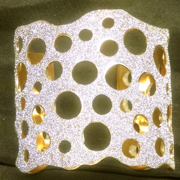 Sparkle Glitter Cut-Out Circle Wide Cuff Bracelet